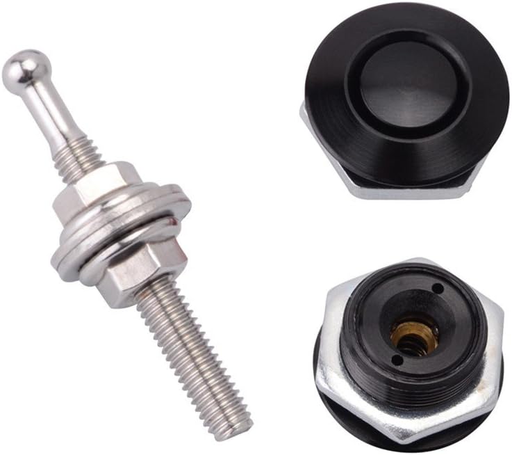 STETION Quick Latch Hood Pins Universal 2 Pack 2.44" Diameter Quick Release Latch Push Button Quick Release Hood Bonnet Pins Lock Clip Kit (2 Pack-Black) Pack of 2
