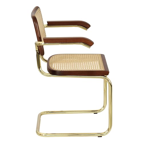 Breuer Chair Company Marcel Breuer Cesca Cane Cantilever Armchair Arm Chair w/Brass Steel Frame Black Wood & Black Cane
