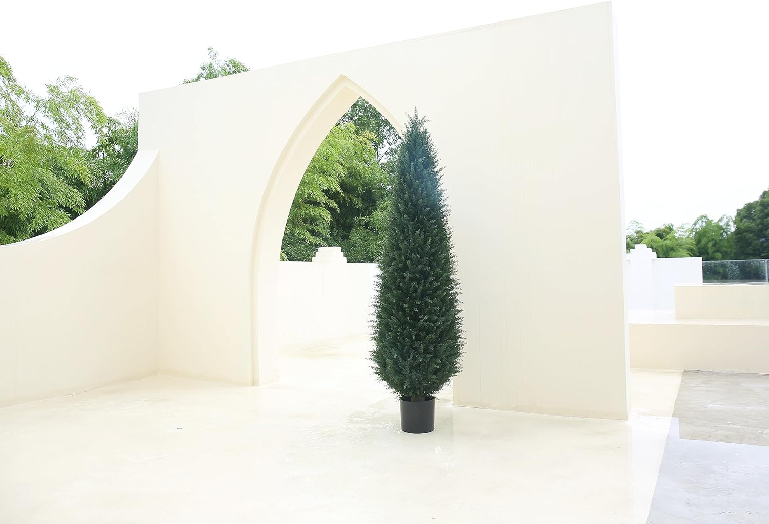 6ft(72”) Artificial Cedar Topiary Tree Potted Plants UV Resistant Leaves Outdoor Artificial Shrub Home and Office Interior Decoration Outdoor Pruned Trees Artificial Outdoor Tree
