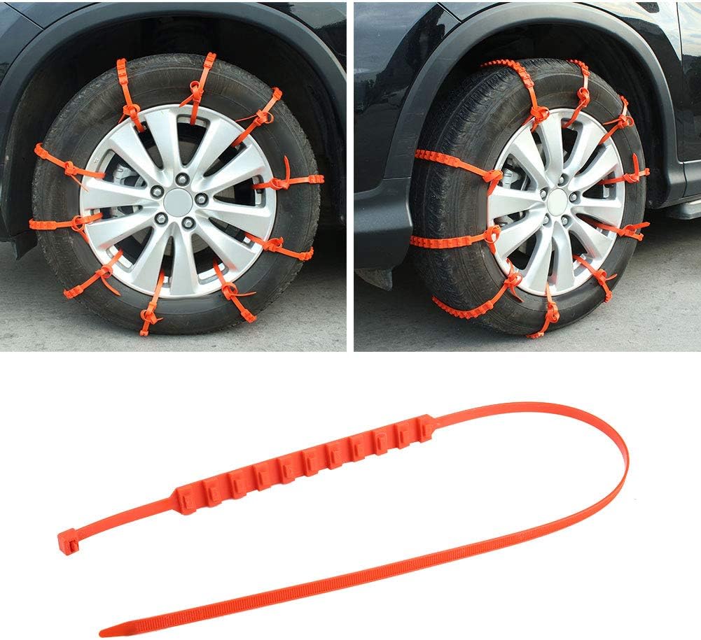 Acouto 78cm Snow Chains Anti-Skid Emergency Snow Tire Chains 20pcs Portable Emergency Traction Snow Mud Chains Nylon Anti Slip Tire Straps Security Chains with Gloves for Car Truck SUV Winter Driving