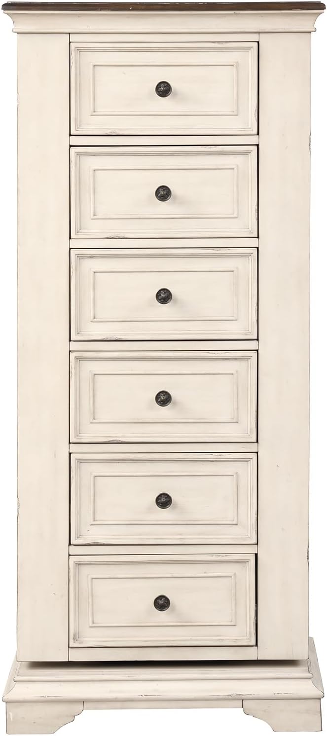 New Classic Furniture Anastasia Lingerie Swivel Chest with Mirror, Antique White
