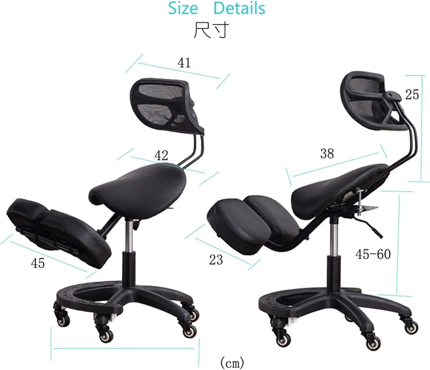 xrboomlife Ergonomic Kneeling Chair with Back Support  Wheels  Adjustable Saddle Chair for Home and Office with Angled Seat for Better Posture  Black