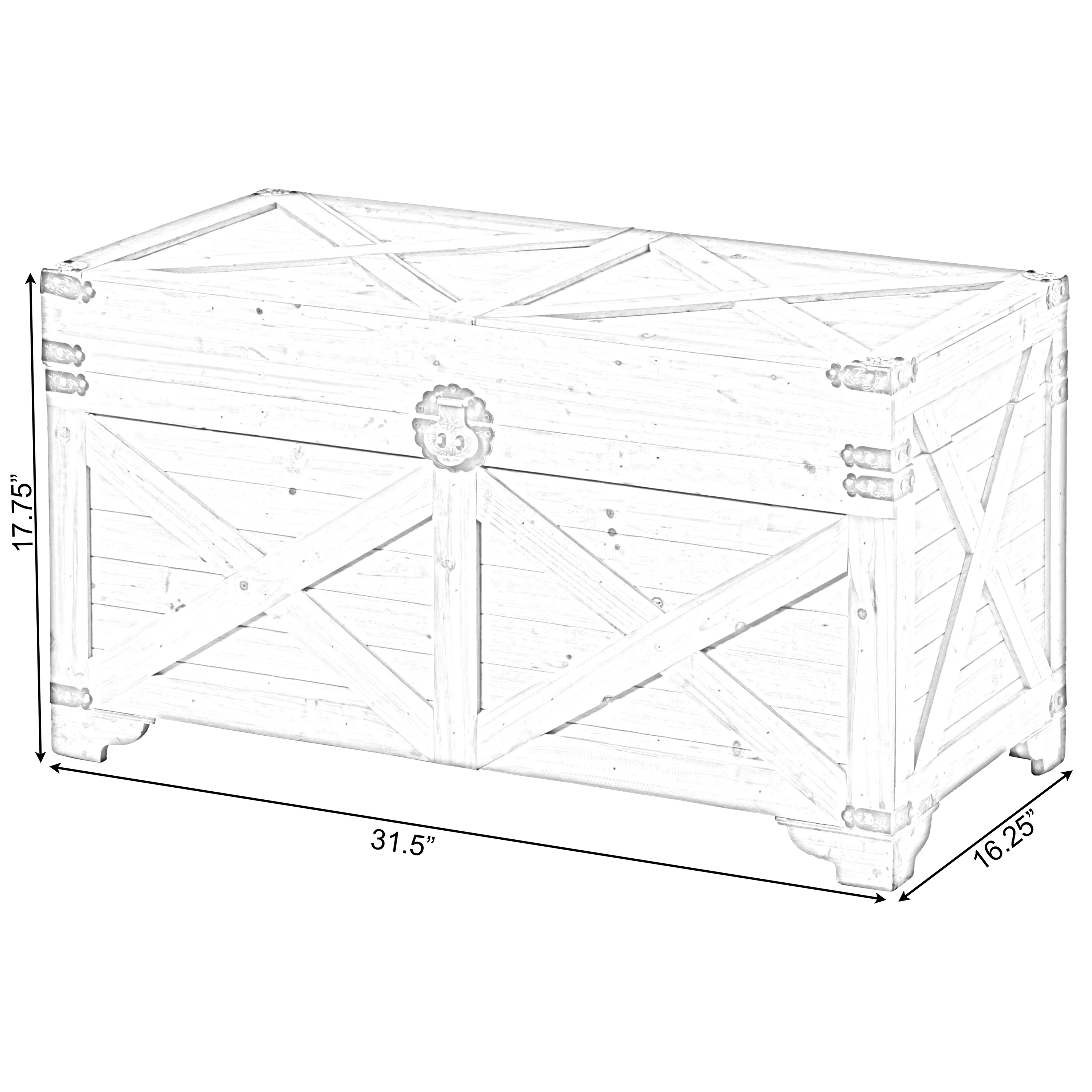 Barn Design Large Decorative Farmhouse Wooden Storage Trunk Chest