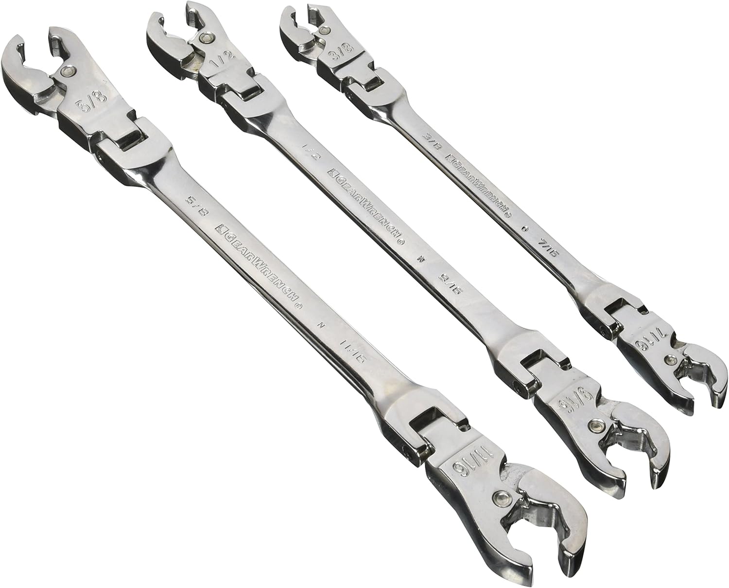 GEARWRENCH 5 Pc. Ratcheting Flex Head Flare Nut Wrench Set, SAE - 89100