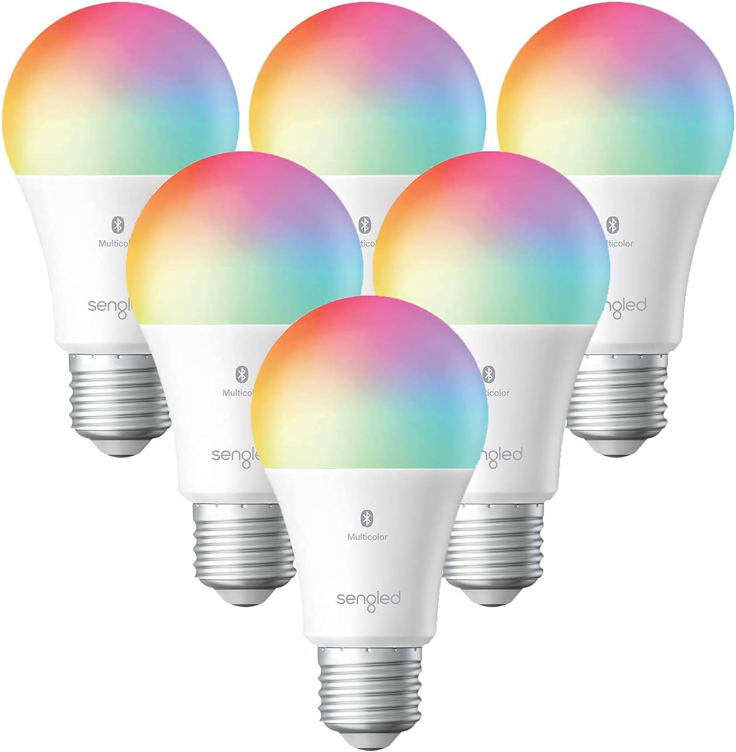 Sengled Smart Light Bulbs, Color Changing Alexa Light Bulb Bluetooth Mesh That Work with Alexa Only, Dimmable LED Bulb A19 E26 Multicolor, High CRI, High Brightness, 9W 800LM, 6 Pack, No Hub Required Pack of 2