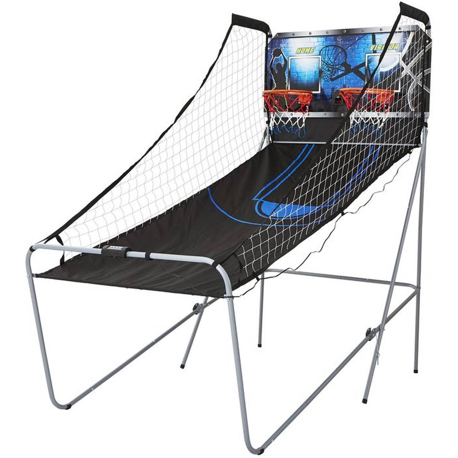 MD Sports 2-Player Foldable Arcade Basketball Game Features 8 Different Game Options Includes 3 Basketballs and Air Pump