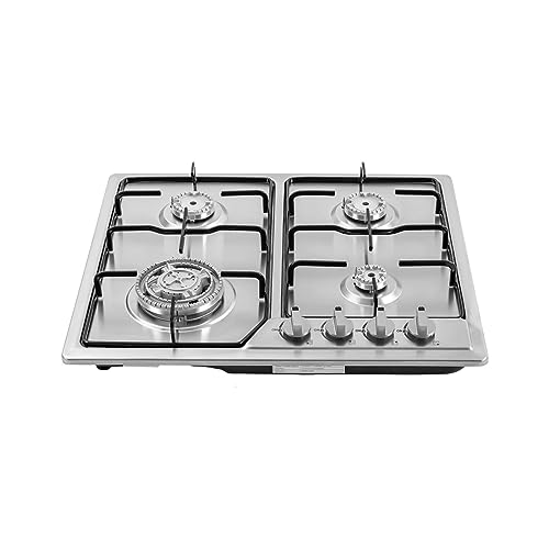 22″x20″ Built in Gas Cooktop 4 Burners Stainless Steel Stove NG/L-P-G Gas Hob Cooktop Kitchen Built-In Cook Stove Easy to Clean