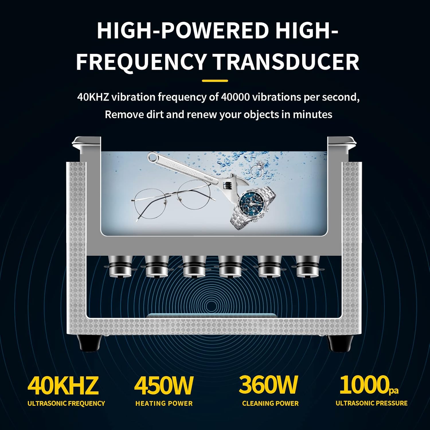 Ultrasonic Cleaner 15L Ultrasonic Cleaners with Heater 360w 40kHz High-Frequency Deep Cleaning Machine for Cleaning, Jewelry, Coins, Metal Small Parts, Circuit Board, Lab Tools, etc