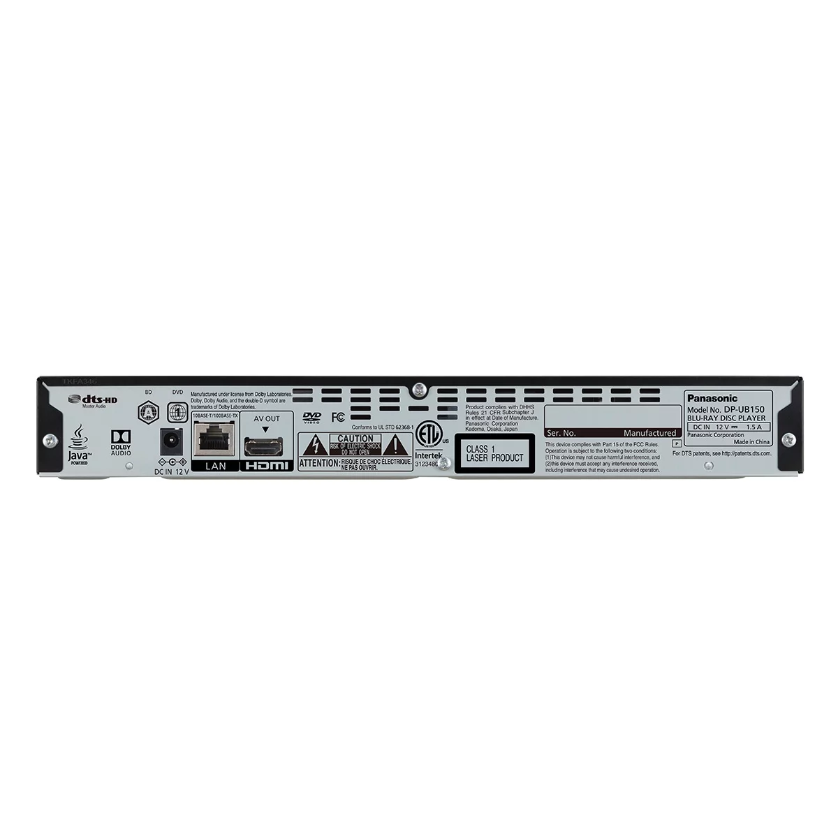 Panasonic 4K Blu Ray Player, Ultra HD Premium Video Playback and Hi-Res Audio - DP-UB150-K