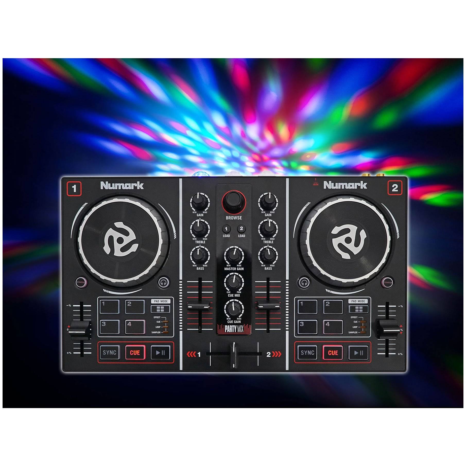 Numark Party Mix DJ Controller w/ Built in Light Show+Microphone+Cables+Case