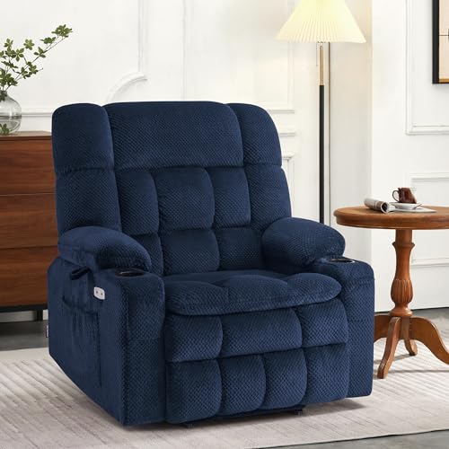 MCombo Dual Motor Power Lift Recliner Chair with Massage and Heat for Elderly People, Infinite Position, USB Ports, Cup Holders, Fabric 7890 (Medium-Regular, Burgundy)