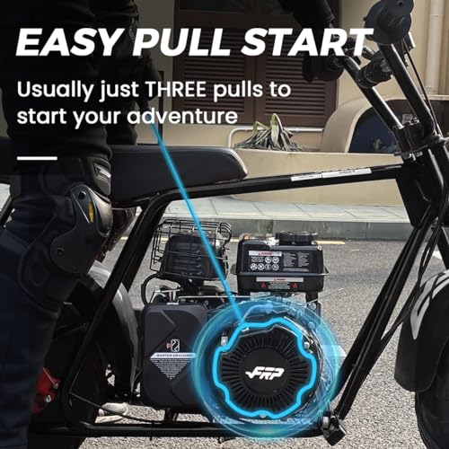 FRP GMB100 Mini Bike, 99CC 4-Stroke Mini Bikes for Adults, 3HP Gas Powered Mini Dirt Bike, Off-Road Motorcycle W/LED Headlight and Neck Gaiter, Up to 28 Mph, Weight Support Up to 220 LBS