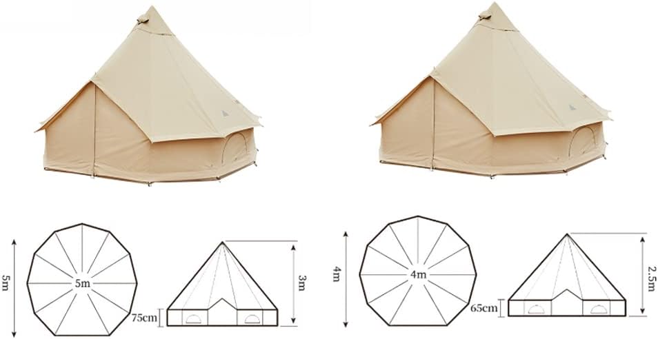 Canvas Bell Tent- w/Stove Jack, 4 Season Luxury Glamping Tent Waterproof Yurt Tents for Family Camping Outdoor Hunting Party