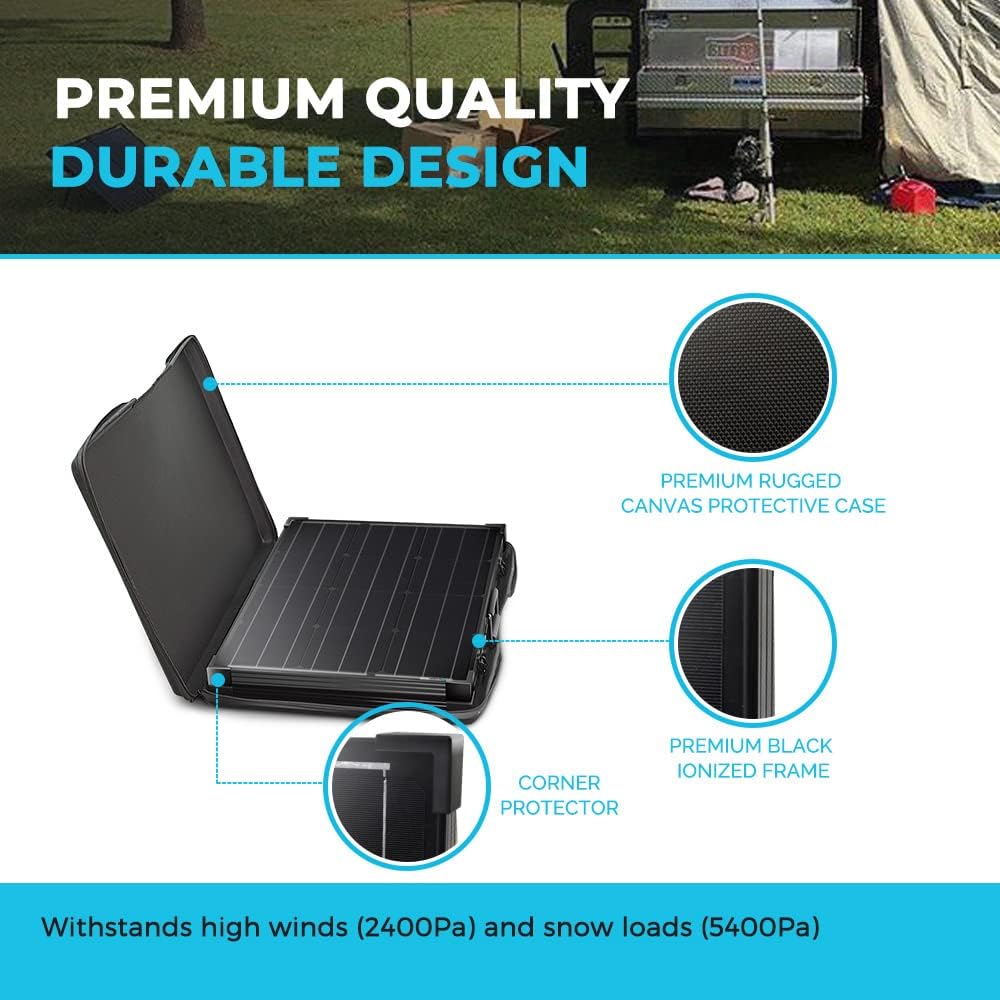 Renogy 200 Watt 12 Volt Monocrystalline Off Grid Portable Foldable 2Pcs 100W Solar Panel Suitcase Built-in Kickstand with Waterproof 20A Charger Controller