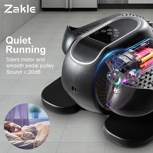 Zakle Under Desk Elliptical Machine, Ellipse Leg Exerciser w/Remote Control & 12 Adjustable Speeds, No Assembly Portable Electric Seated Pedal Exerciser, Quiet Elliptical Training Machine