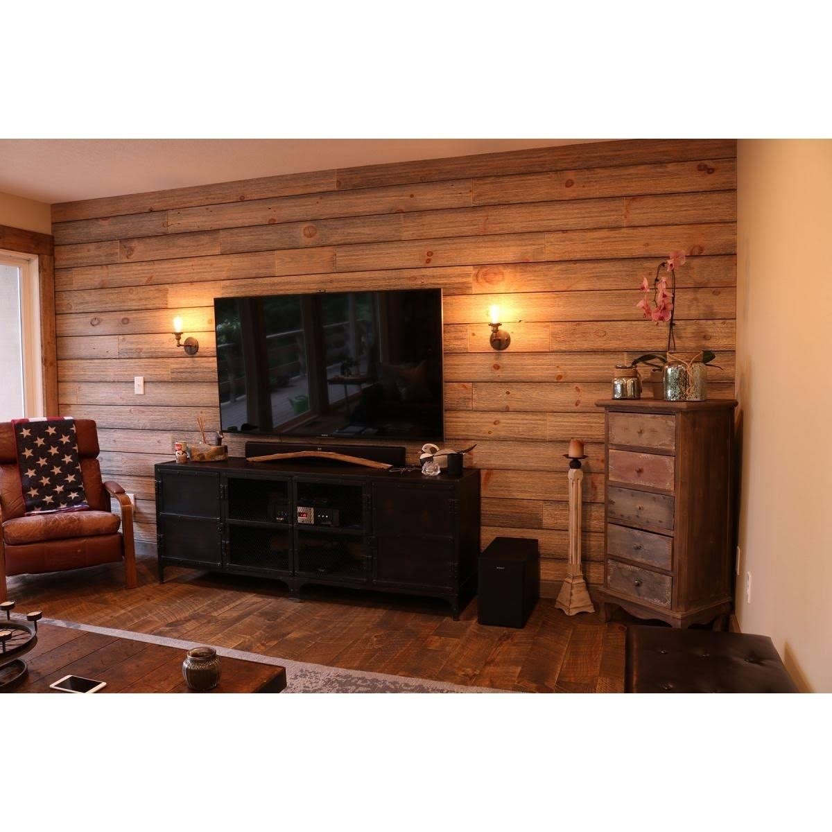 Ekena Millwork 8 1/4x22W x 96x22L Barntique Gaynes Reversible Ship Lap or Nickel Gap Barnwood Wall Coverings in White Wash Finis