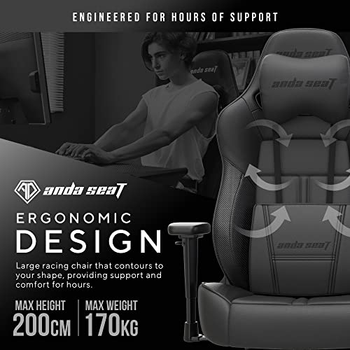 Anda Seat Kaiser 3 XL Gaming Chair for Adults - Ergonomic White Leather Gaming Chairs with Lumbar Support, Comfortable Office Chair with Neck Support - Heavy Duty Computer Chair Wide Seat Capacity