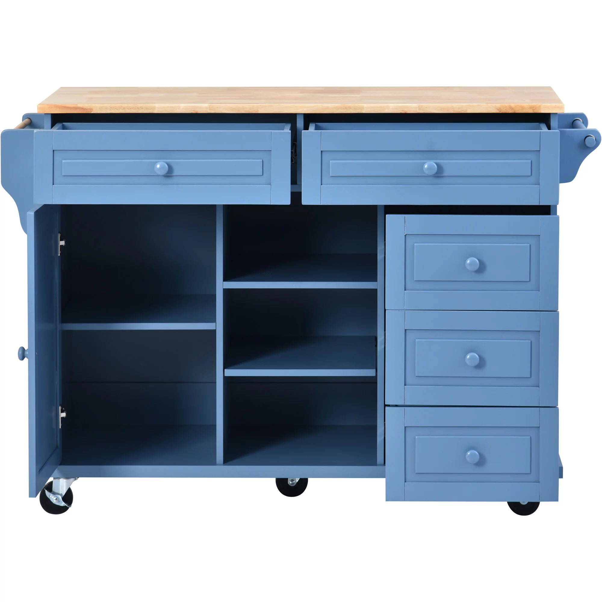 Hombay Mobile Kitchen Island Cart with Doors Drawers, Rolling Sideboard Storage Cabinet Trolley, Towel Holder, Spice Rack with Lockable Wheels
