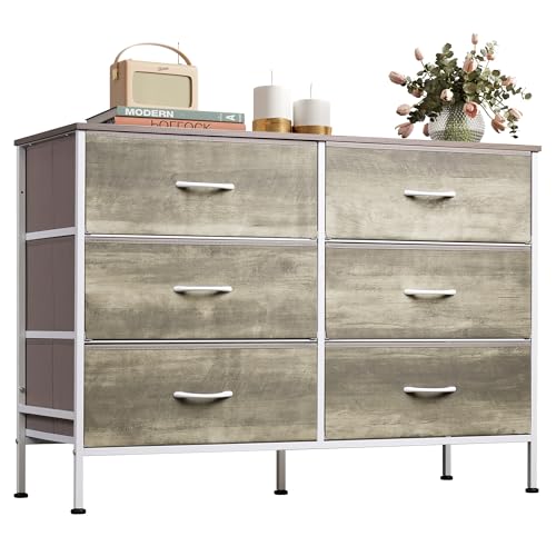 WLIVE 9 Drawer Dressers, Modern Large Wood Dresser Chest for Bedroom Organize with Sturdy Metal Handle, TV Stand for 75 inch TV, Living Room Office, Hallway, Ball Bearing Slide, Grey Oak (63" W)