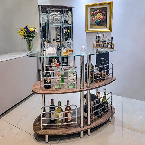 Mango Steam Contemporary Modern Home Entertainment Liquor Bar Catalina Table (Tower Bar, Rustic Wood)