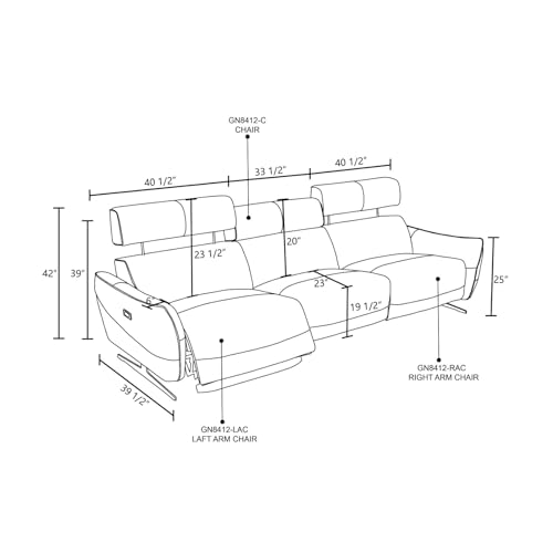 Beige Top Grain Leather and PVC 3-Piece Living Room Recliner Sofa Set for Living Room/House/Bedroom/Office/Apartment(White,LAC)