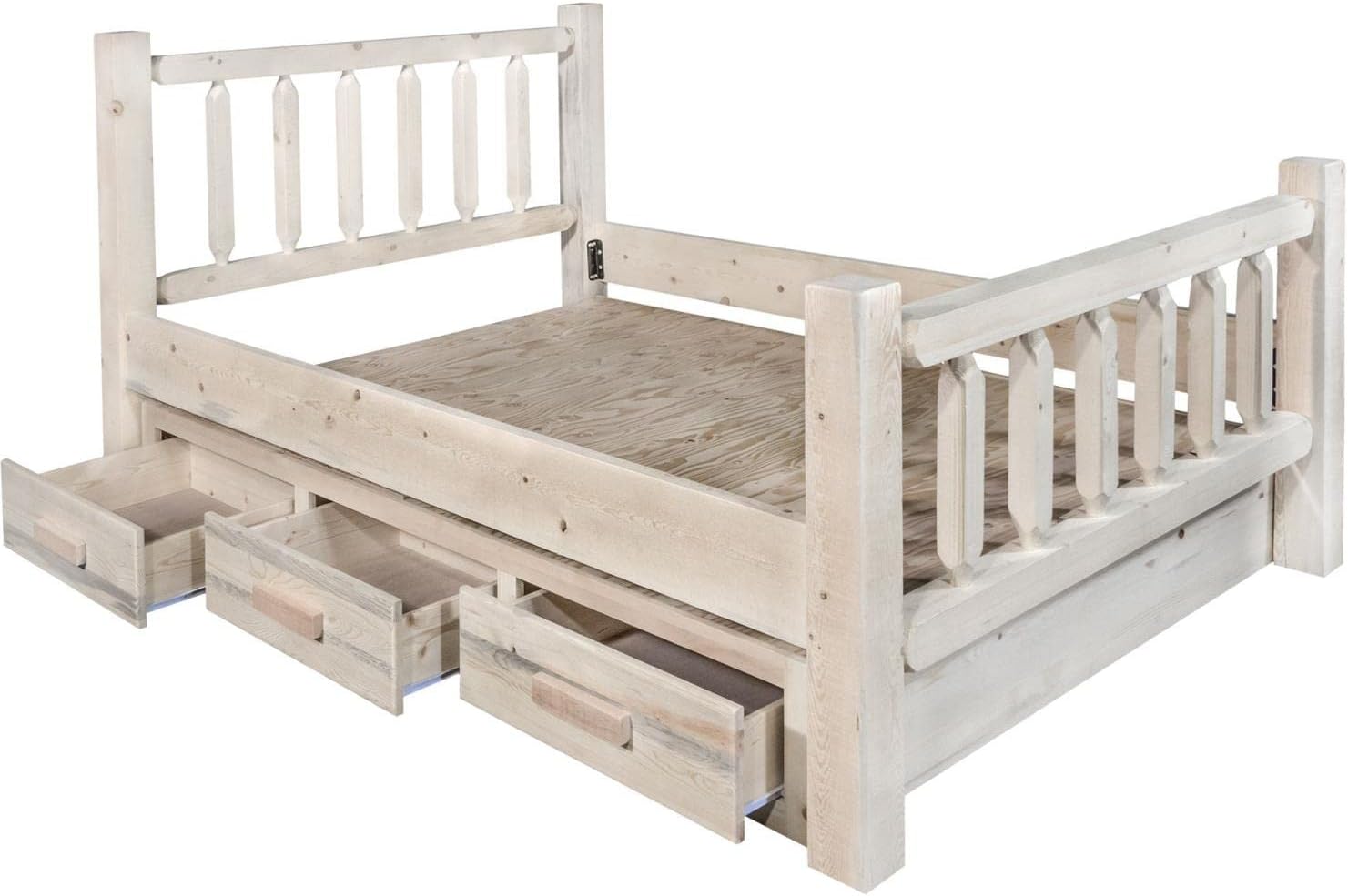 Montana Woodworks Homestead Collection Twin Bed with Storage, Clear Lacquer Finish