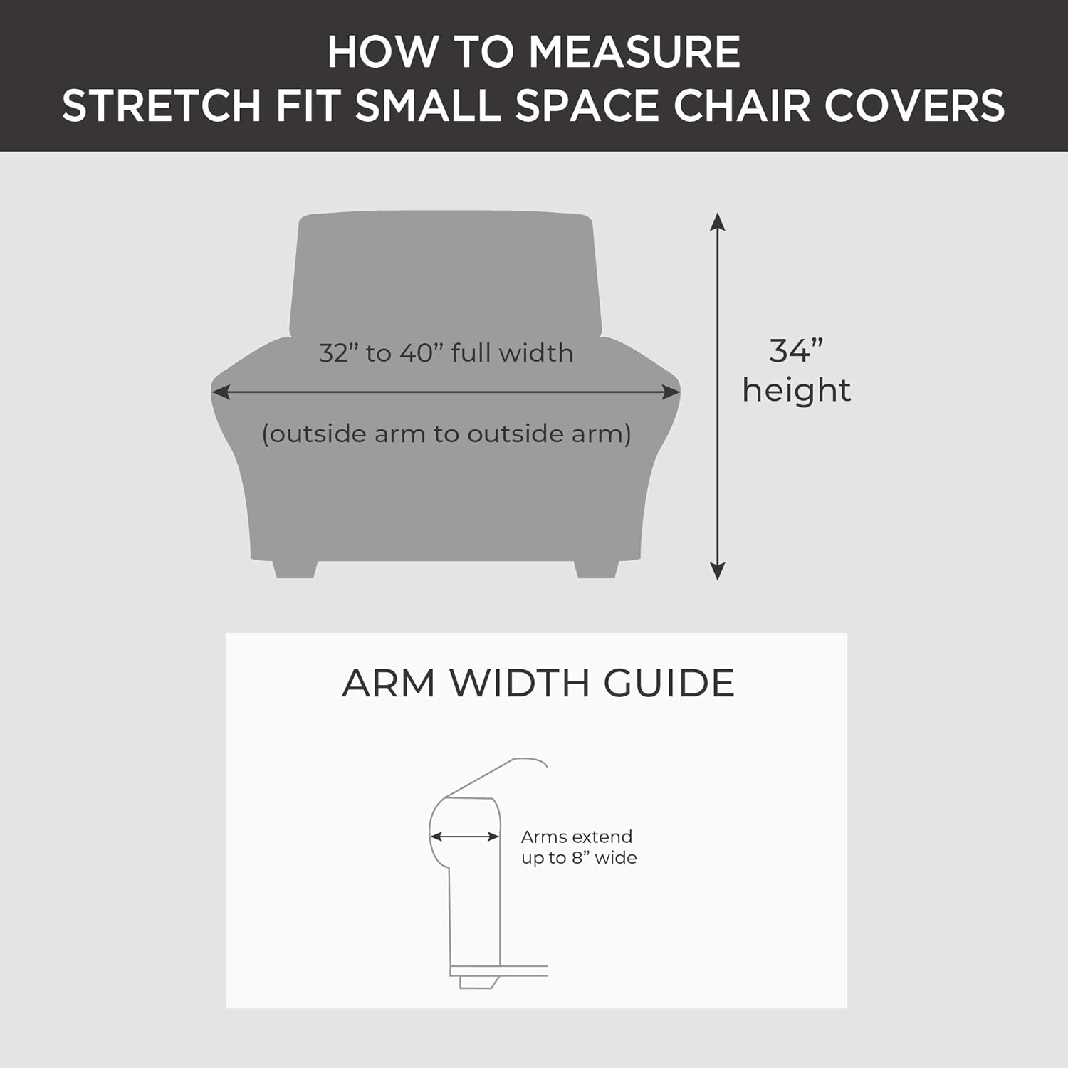 SureFit Stretch Pinstripe T-Cushion Chair Cover, Form Fit, Polyester/Spandex, Machine Washable, Taupe Color