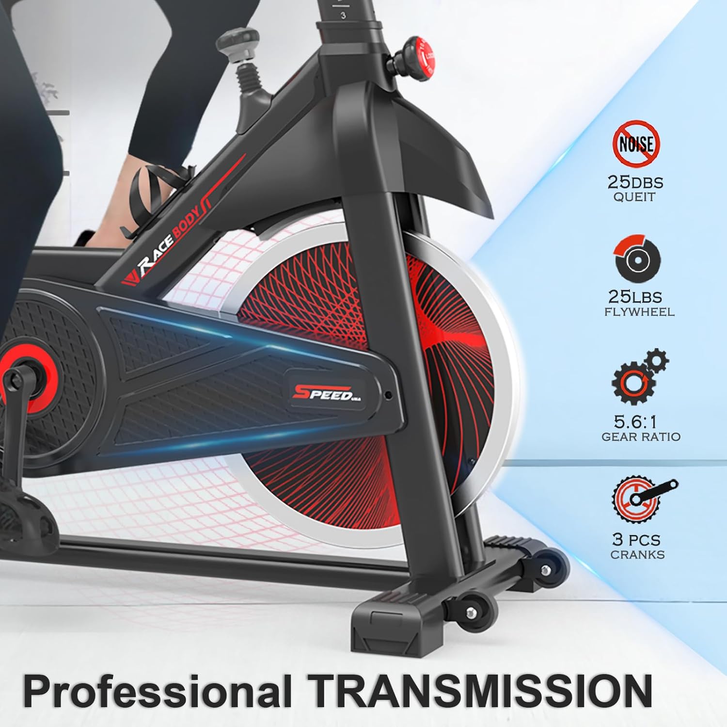 Exercise Bike, Indoor Cycling Bike with Silent Belt Drive, Heavy Flywheel and LCD Monitor for Home, Indoor Bike for Gym Cardio Workout Training