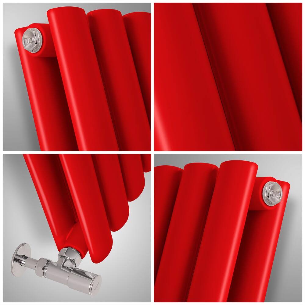 Hudson Reed Revive - Hot Water Radiator - Choice of Sizes - Horizontal European Design - Red
