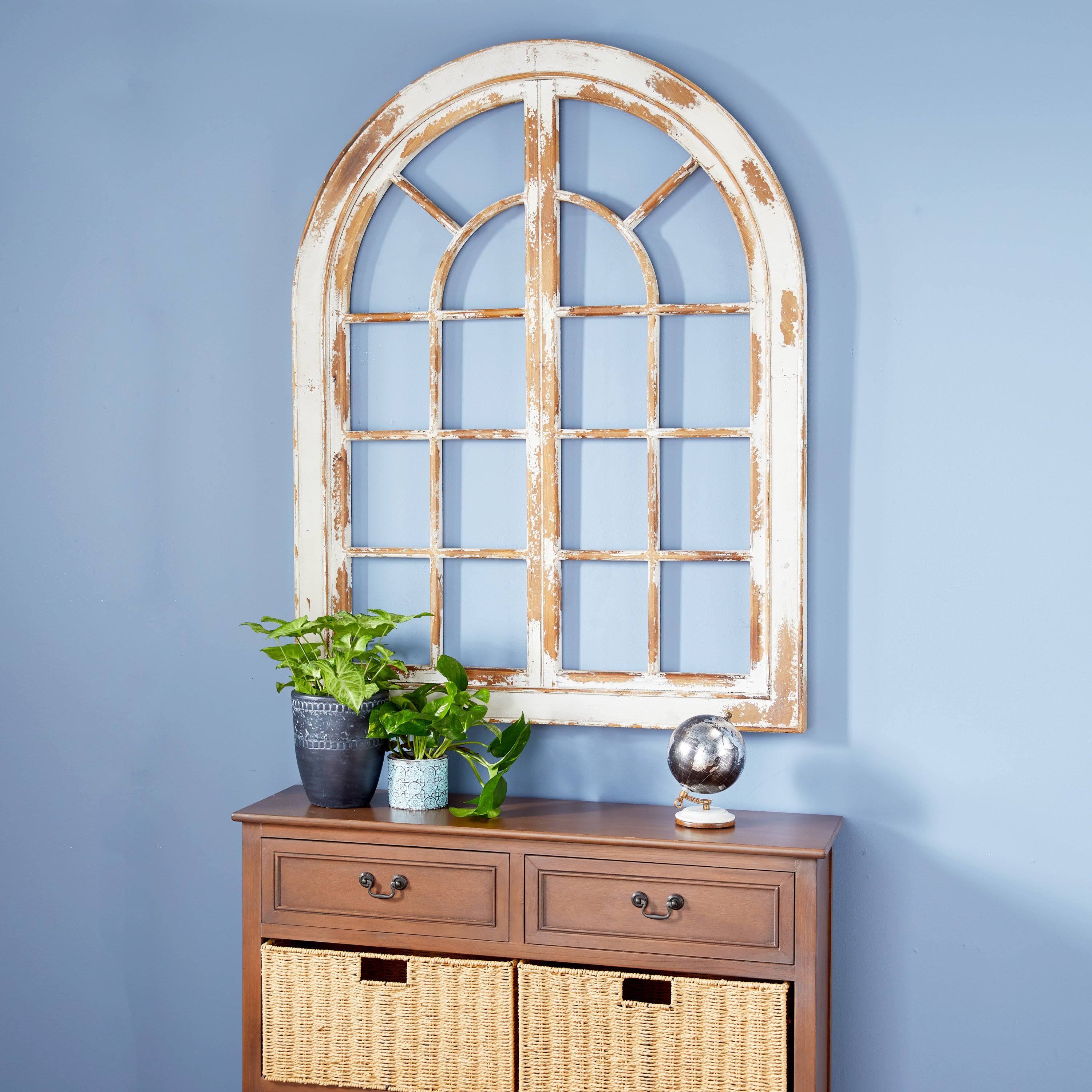 Decmode Arched Window Wood Wall Decor White