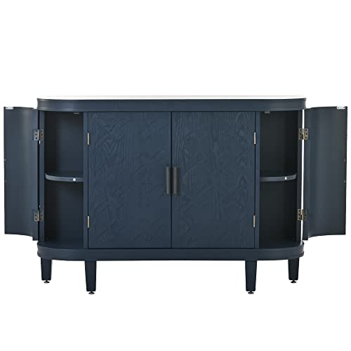 Buffet Cabinet Accent Storage Cabinet Sideboard Wooden Cabinet with Antique Pattern Doors for Hallway, Entryway, Living Room, Bedroom (Grey)