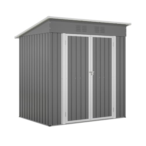 6x4 Ft Outdoor Storage Shed, Heavy-Duty All-Weather Tool Shed with Lockable Doors, Durable Resin Construction for, Patio & Backyard Organization Black