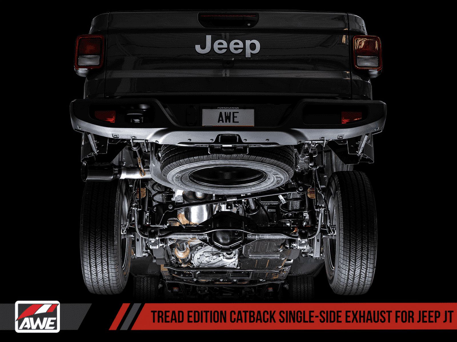 AWE Tuning 20-21 Jeep Gladiator JT 3.6L Tread Edition Cat-Back Single Side Exhaust - Diamond Blk Ti