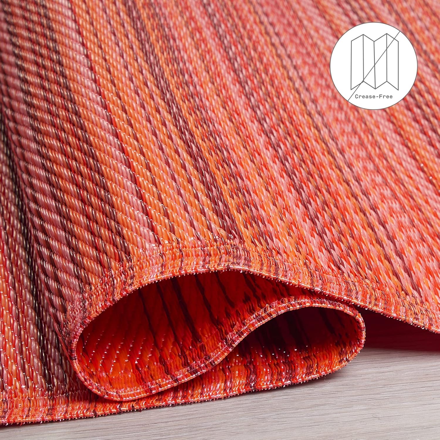 Fab Habitat Outdoor Rug - Waterproof, Fade Resistant, Crease-Free - Premium Recycled Plastic - Striped - Large Patio, Deck, Sunroom, Camping, RV - Cancun - Sunset - 6 x 9 ft