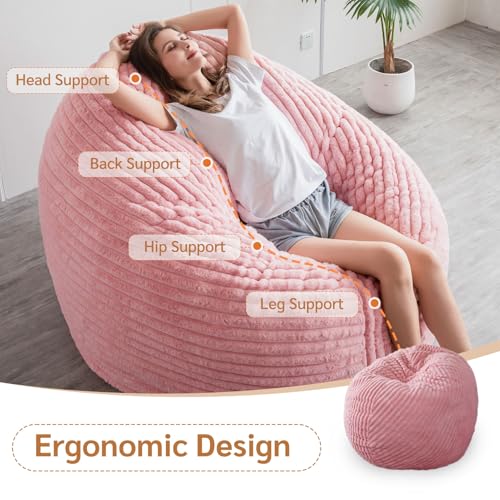 BYBYME 3 in 1 Bean Bag Chairs, Bean Bag Bed for Adults High-Density Foam Filling, Convertible Sofa Bed Faux Fur, Giant Bean Bag Chairs for Adults