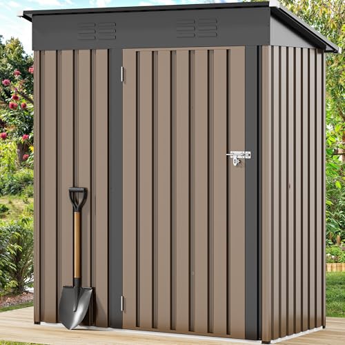 DWVO 10x8 FT Outdoor Storage Shed - Spacious Garden Tool Shed with Lockable Door - Durable Metal Yard Shed for Garden, Patio, and Backyard (Dark Gray)