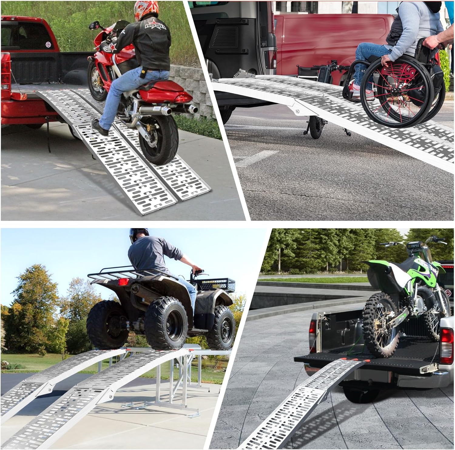 Set of 2 Ramps, 1500 lbs ATV Ramps for Pickup Trucks, 7.5ft Aluminum Ramps, Folding Loading Ramps for Bike, ATV/UTV, Trucks, Lawn Mowers, Motorcycle