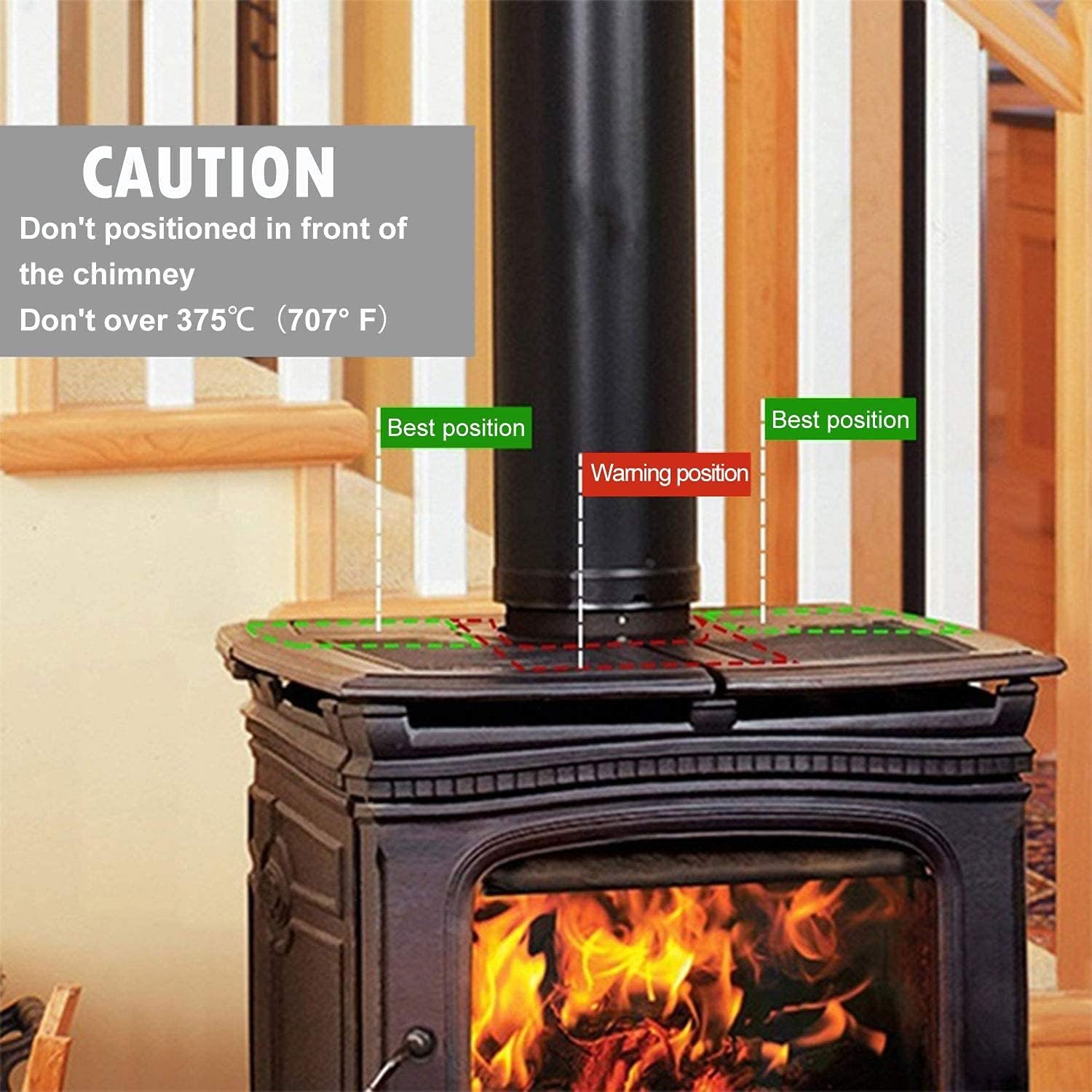 Heat Powered Stove Fan,4 Blades Heat Powered Wood stove Fan non-Electric ecofan for Home Circulating Warm Air Accessorie,Wood/Log Burner/Fireplace Pack of 2