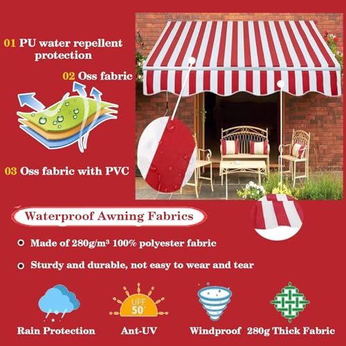 Replacement Canvas for Retractable Awning,Many Sizes Fabric Sun Shade Awning Cover,(fabric Only) for Awnings Deck Balcony Yard/Frameless(9.8x8.2ft)