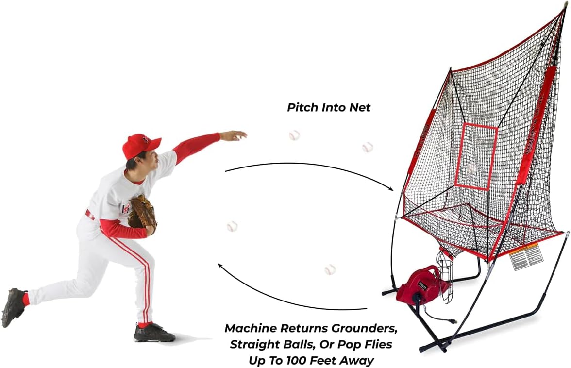 Heater Double Play Pitch Back & Pitching Machine - Baseball Training Tool - 2-in-1 - Fielding & Hitting Sports