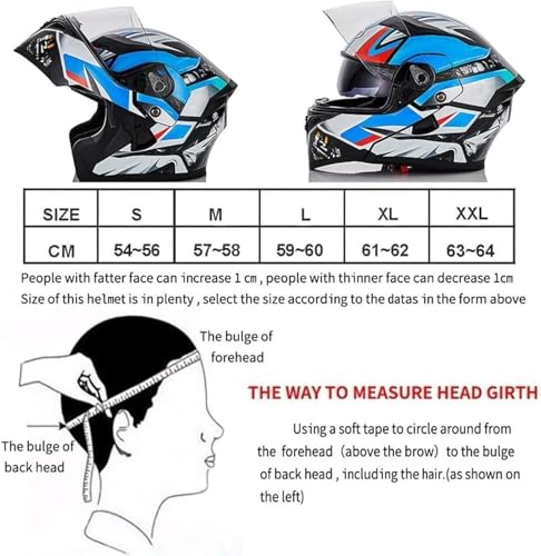 DOT Approved,with Double Visor Microphone,Full Face Motorcycle Helmet,Motorbike Bluetooth Modular Helmet,Flip Up Motorcycle Helmet,Full Face Flip Anti-Fog Dual Visor Helmet,Integrated Helmet