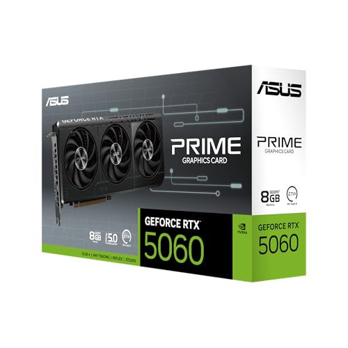 ASUS The SFF-Ready Prime GeForce RTX™ 5060 8GB GDDR7 OC Edition Graphics Card (PCIe® 5.0, 8GB GDDR7, HDMI®/DP 2.1, 2.5-Slot, Axial-tech Fans, Dual BIOS)