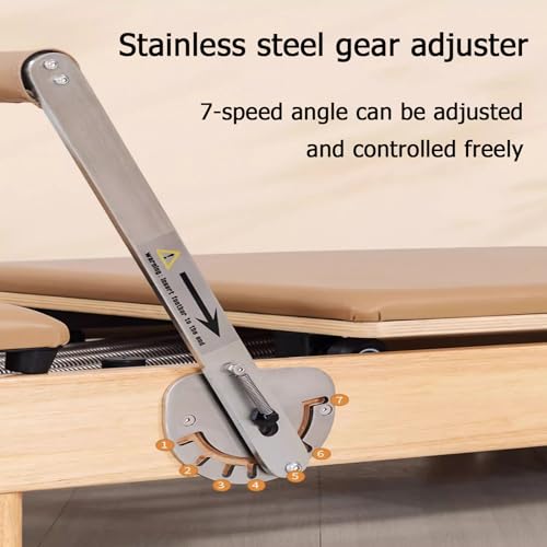Pilates Bed Exercise Strength Training Foldable Reformer Equipment for Studio Home Gym Yoga Workout Mute Pilates Chair，coffee color…