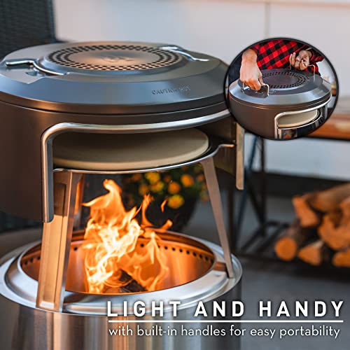 Solo Stove Bonfire Pi Fire | Pizza Oven Accessory for Bonfire Fire Pit, Incl. Carry Case & Cordierite Pizza Stone, Wood Burning Assembly, Stainless Steel, (H x Dia): 16.9 x 19.3 in, 19.6 lbs