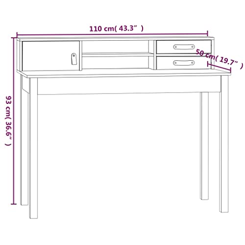 Office Desks Desk 43.3"x19.7"x36.6" Solid Wood Pine,Rustic Pine Wood Desk with Ample Storage for Home Office and Small Spaces