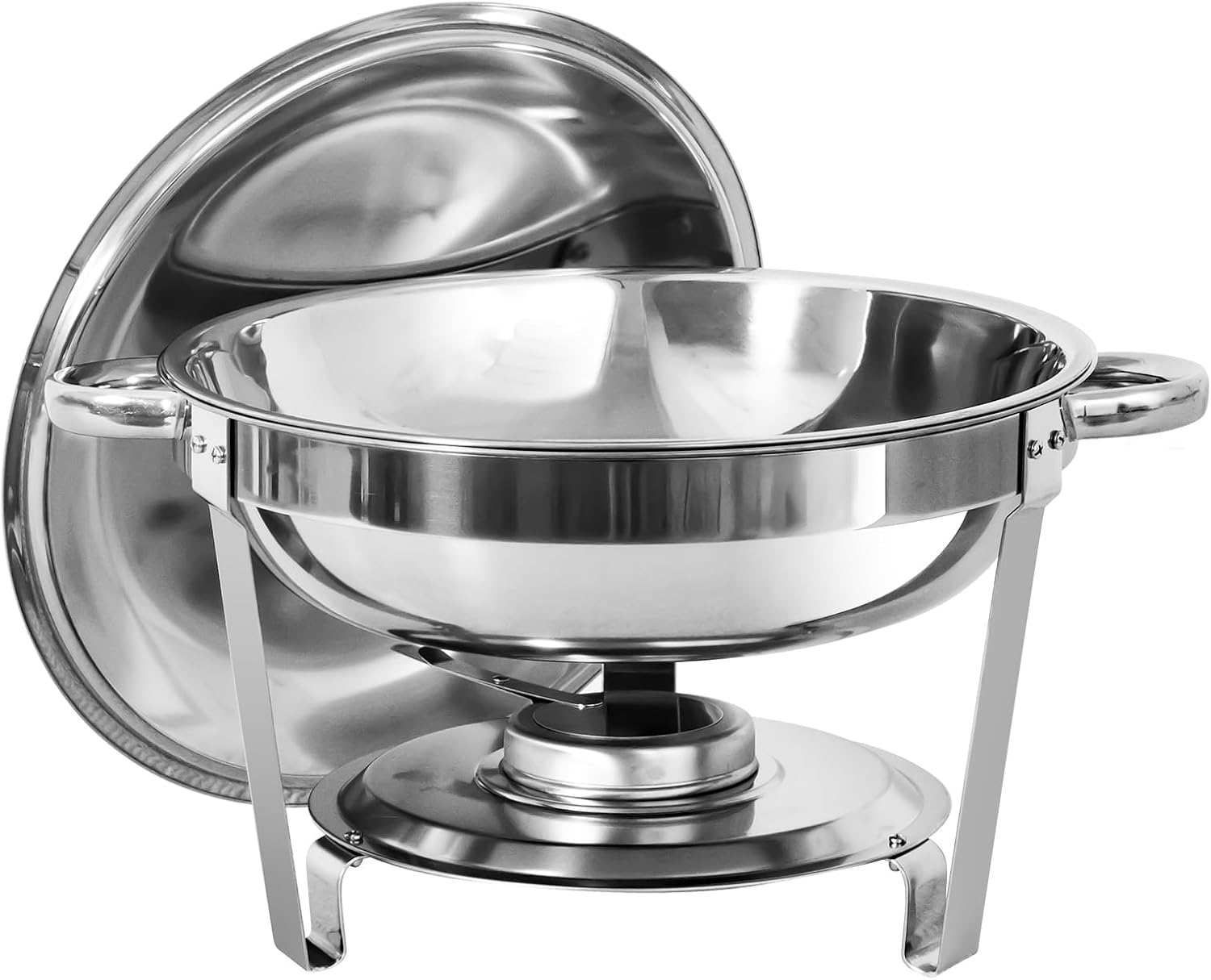 5 Qt Chafing Dish Buffet Set 6 Pack, Stainless Steel Round Chafers and Buffet Warmers Sets with Food and Water Trays for Catering