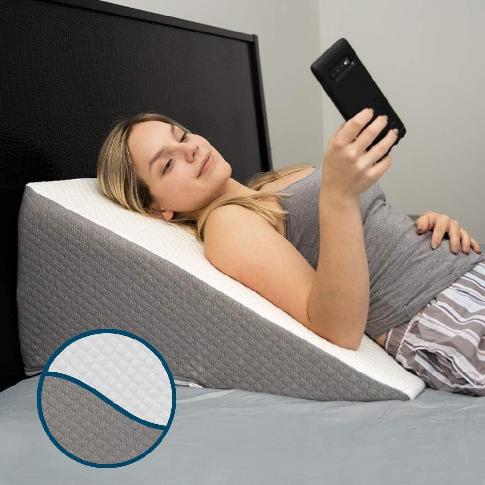 Kӧlbs Bed Wedge Pillow with Memory Foam Top | Stylish Chic Jacquard Cover | Wedge Pillow for Sleeping and Acid Reflux, Heartburn, and GERD Pillow &ndash; Snoring Pillow