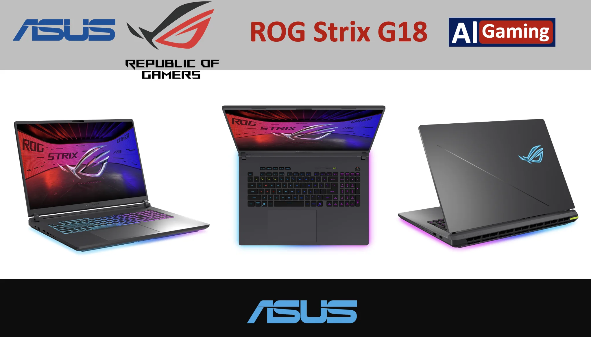 ASUS ROG Strix AI Gaming Laptop 18in 240Hz IPS WQXGA Display (Intel Ultra 9- 275HX, NVIDIA GeForce RTX 5070 8GB, 64GB DDR5, 2TB PCIe SSD, RGB KB, Thunderbolt 4, WiFi 7, Webcam, Win 11 Home)