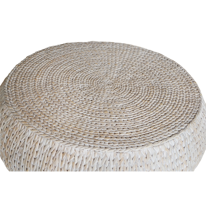 Gallerie Decor Bali Breeze Low Round Wood Accent Table in Whitewashed