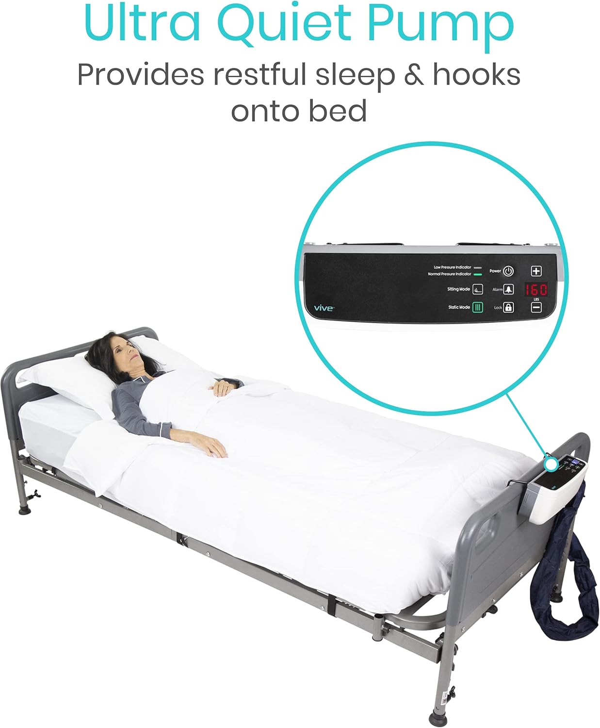 Vive 8" Alternating Pressure Mattress - Low Air Loss Hospital Replacement Mattress - Medical Bed Topper for Pressure Ulcers and Bed Sores - Variable, Inflatable Pressure Pump System